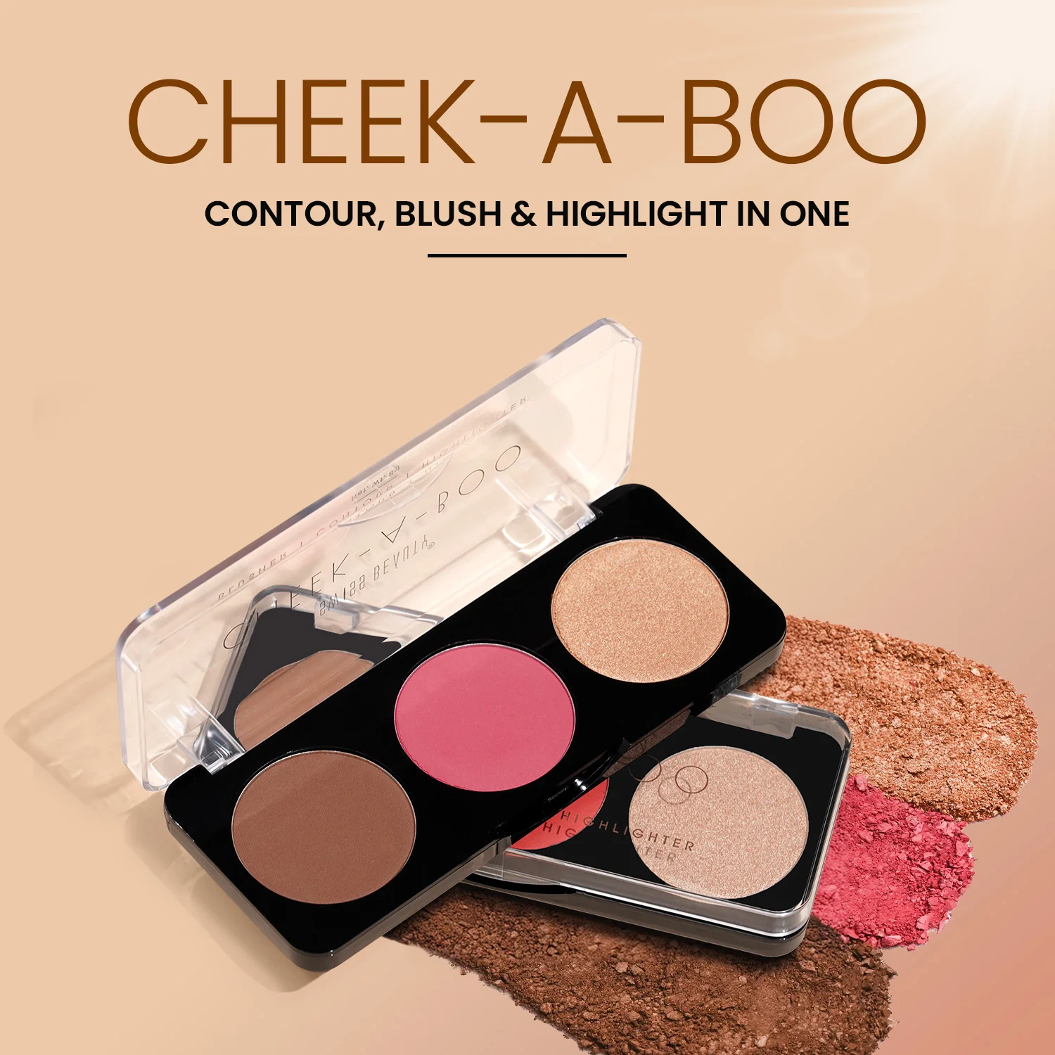 Cheek-A-Boo 3-in-1 Face Palette with Blusher , Contour and Highlighter - Image 12